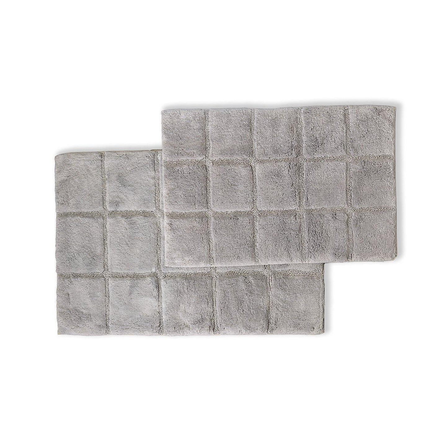 Checkered 100% Combed Cotton Non-Skid 2-Piece Bath Rug Set FredCo