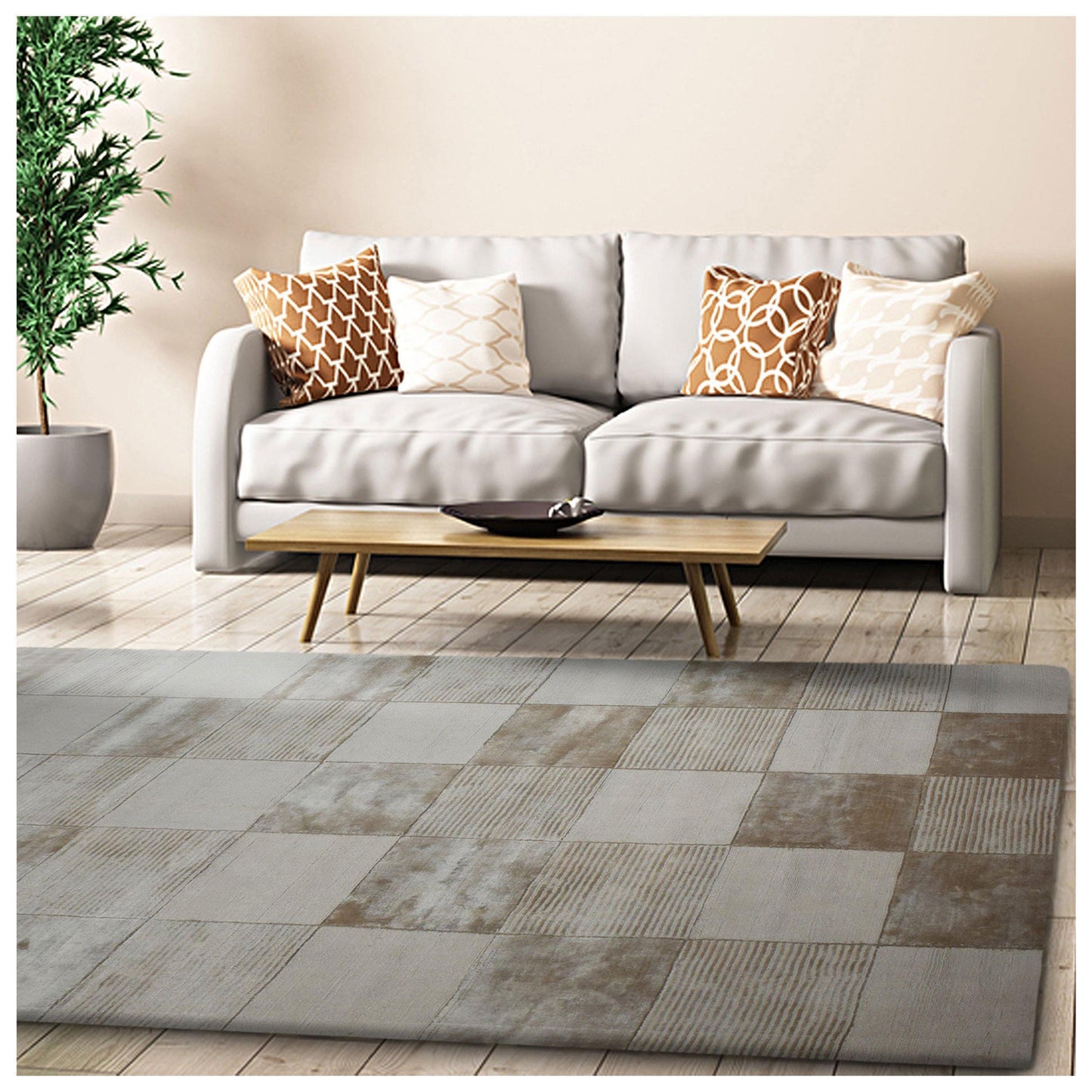 Checkered Modern Hand-Woven Viscose Rug FredCo