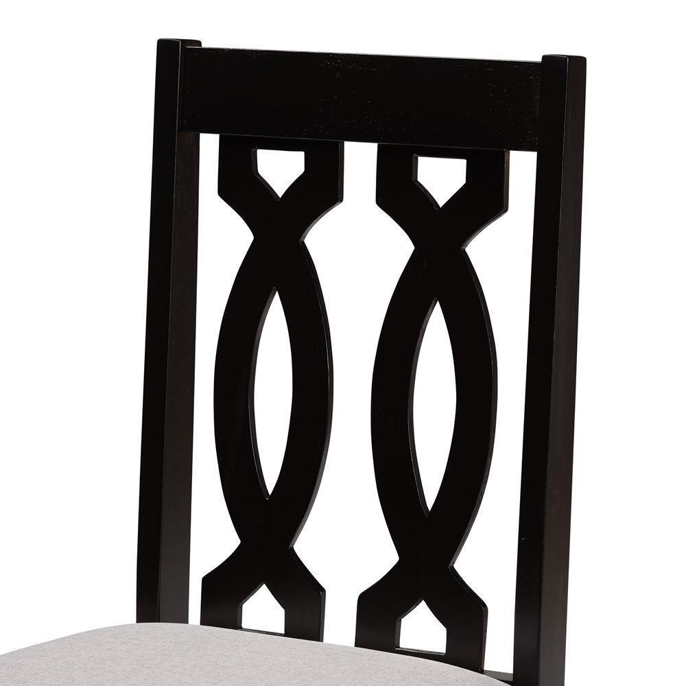 Cherese Modern and Contemporary Grey Fabric Upholstered and Dark Brown Finished Wood 2-Piece Dining Chair Set FredCo