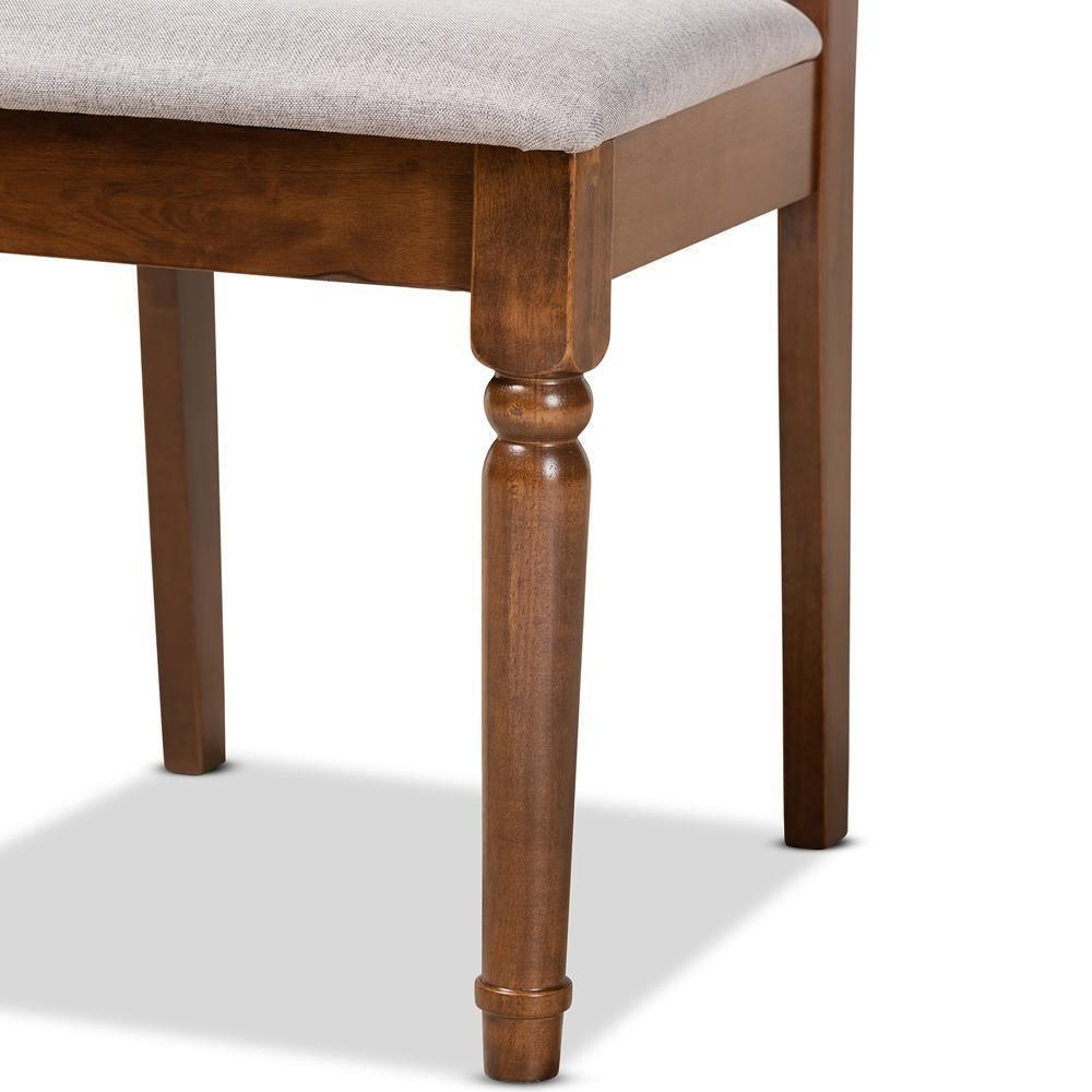 Cherese Modern and Contemporary Grey Fabric Upholstered and Walnut Brown Finished 5-Piece Wood Dining Set FredCo
