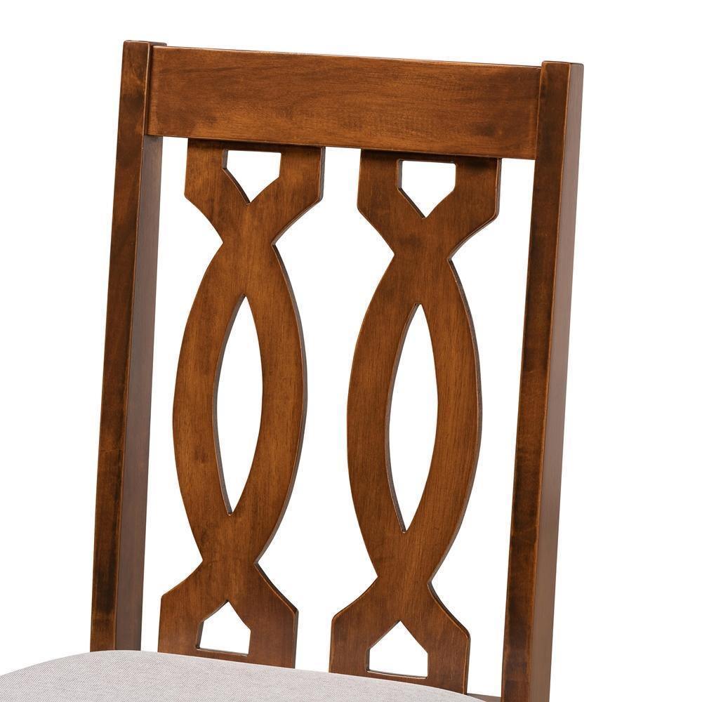 Cherese Modern and Contemporary Grey Fabric Upholstered and Walnut Brown Finished Wood 2-Piece Dining Chair Set FredCo