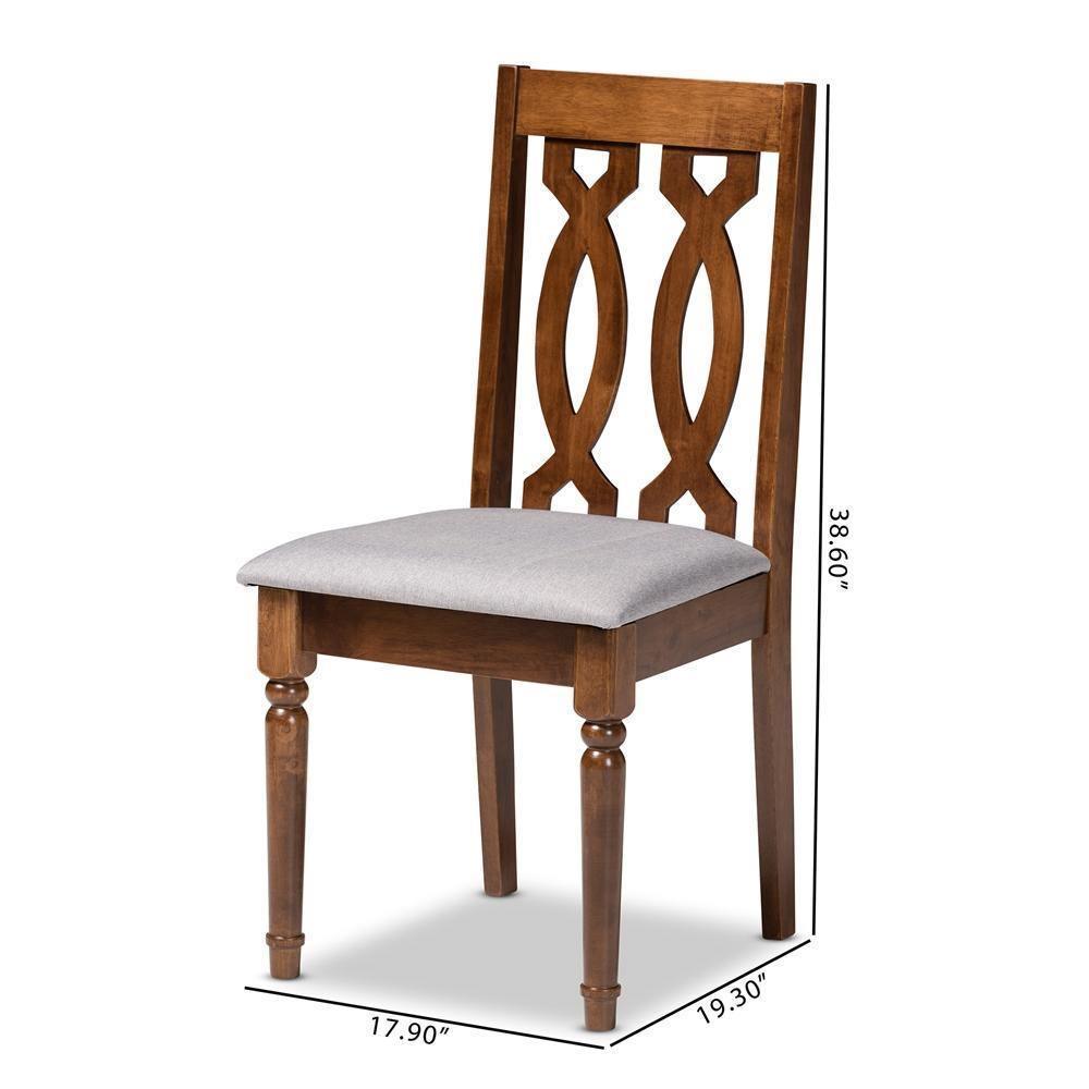Cherese Modern and Contemporary Grey Fabric Upholstered Walnut Brown Finished 4-Piece Wood Dining Chair Set FredCo