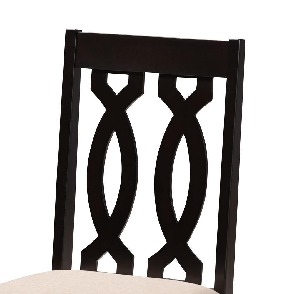 Cherese Modern and Contemporary Sand Fabric Upholstered Espresso Brown Finished 5-Piece Wood Dining Set FredCo