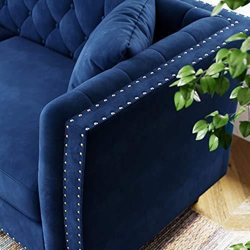 Chesterfield Velvet Couch Blue FredCo