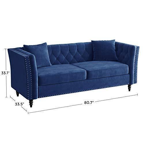 Chesterfield Velvet Couch Blue FredCo