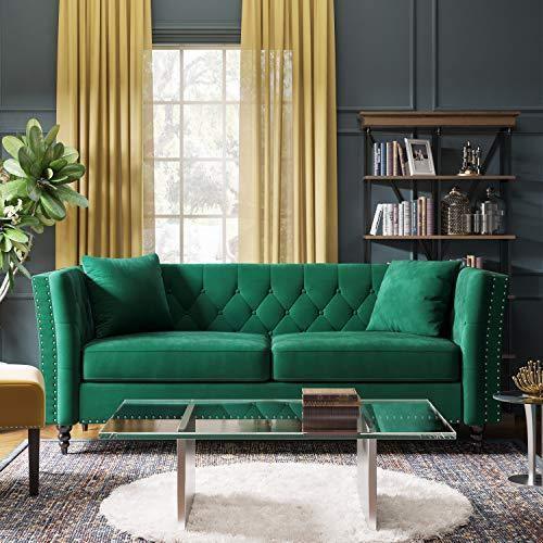 Chesterfield Velvet Couch Emerald FredCo