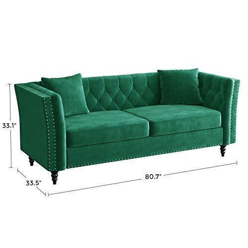 Chesterfield Velvet Couch Emerald FredCo