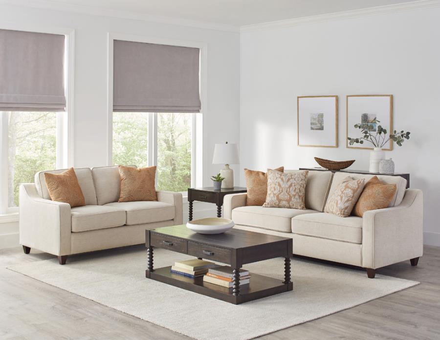 Christine Cushion Back Living Room Set Beige 552061-S2 Coaster FredCo