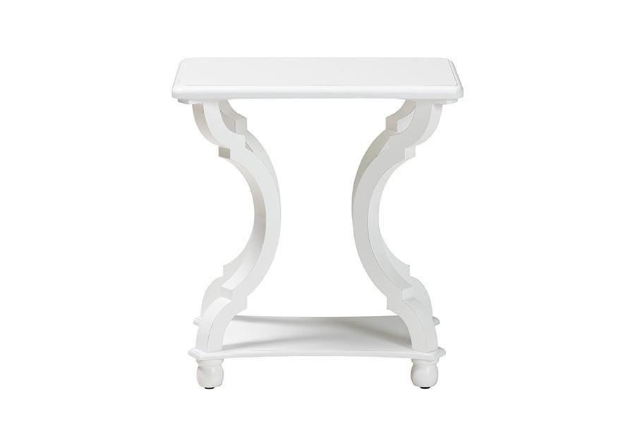 Cianna Classic and Traditional White Wood End Table FredCo