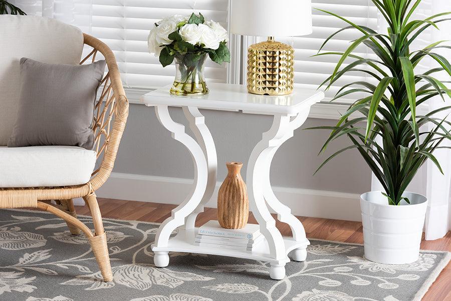 Cianna Classic and Traditional White Wood End Table FredCo