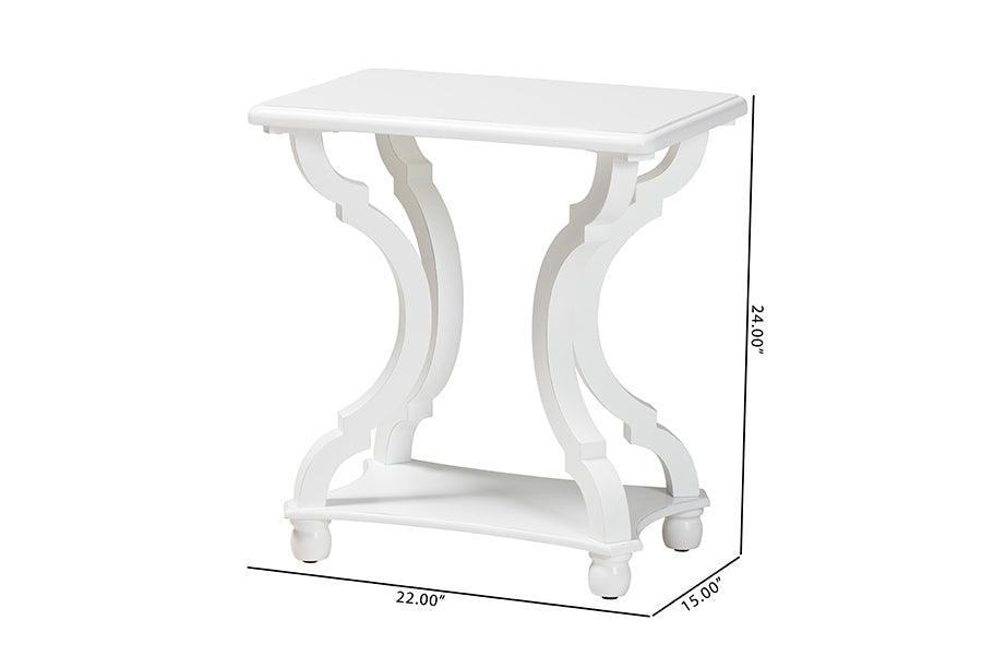 Cianna Classic and Traditional White Wood End Table FredCo