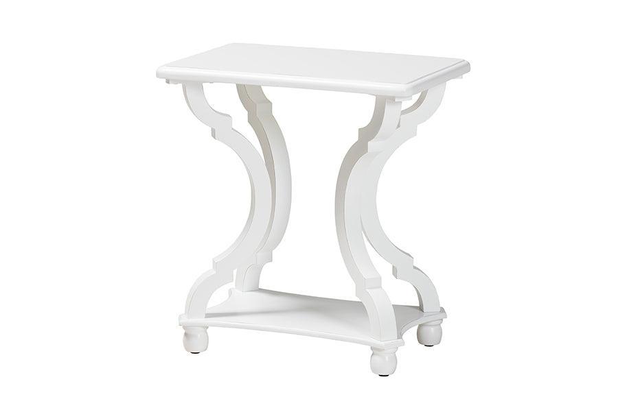 Cianna Classic and Traditional White Wood End Table FredCo