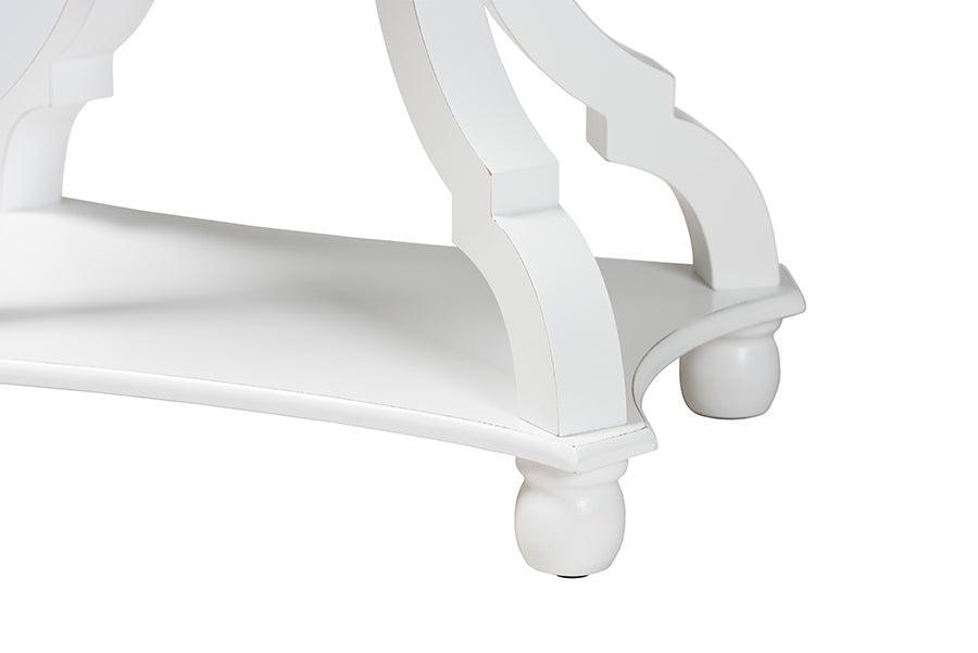Cianna Classic and Traditional White Wood End Table FredCo