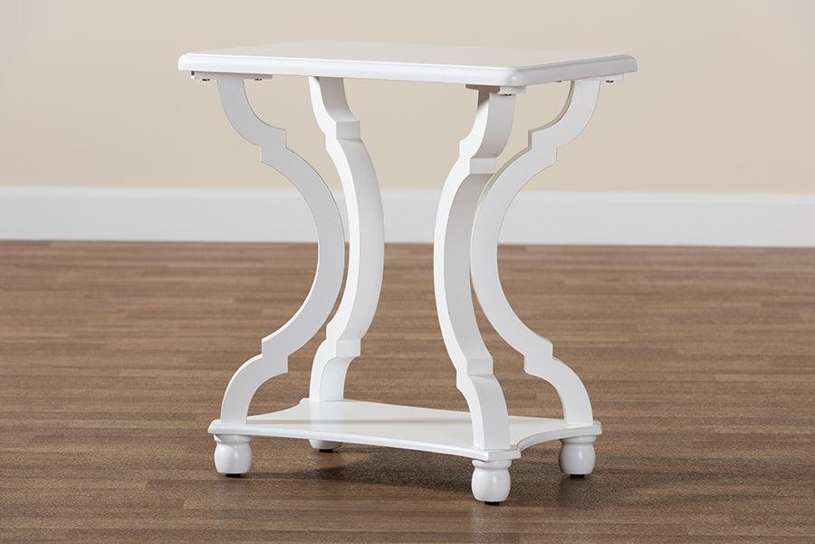 Cianna Classic and Traditional White Wood End Table FredCo