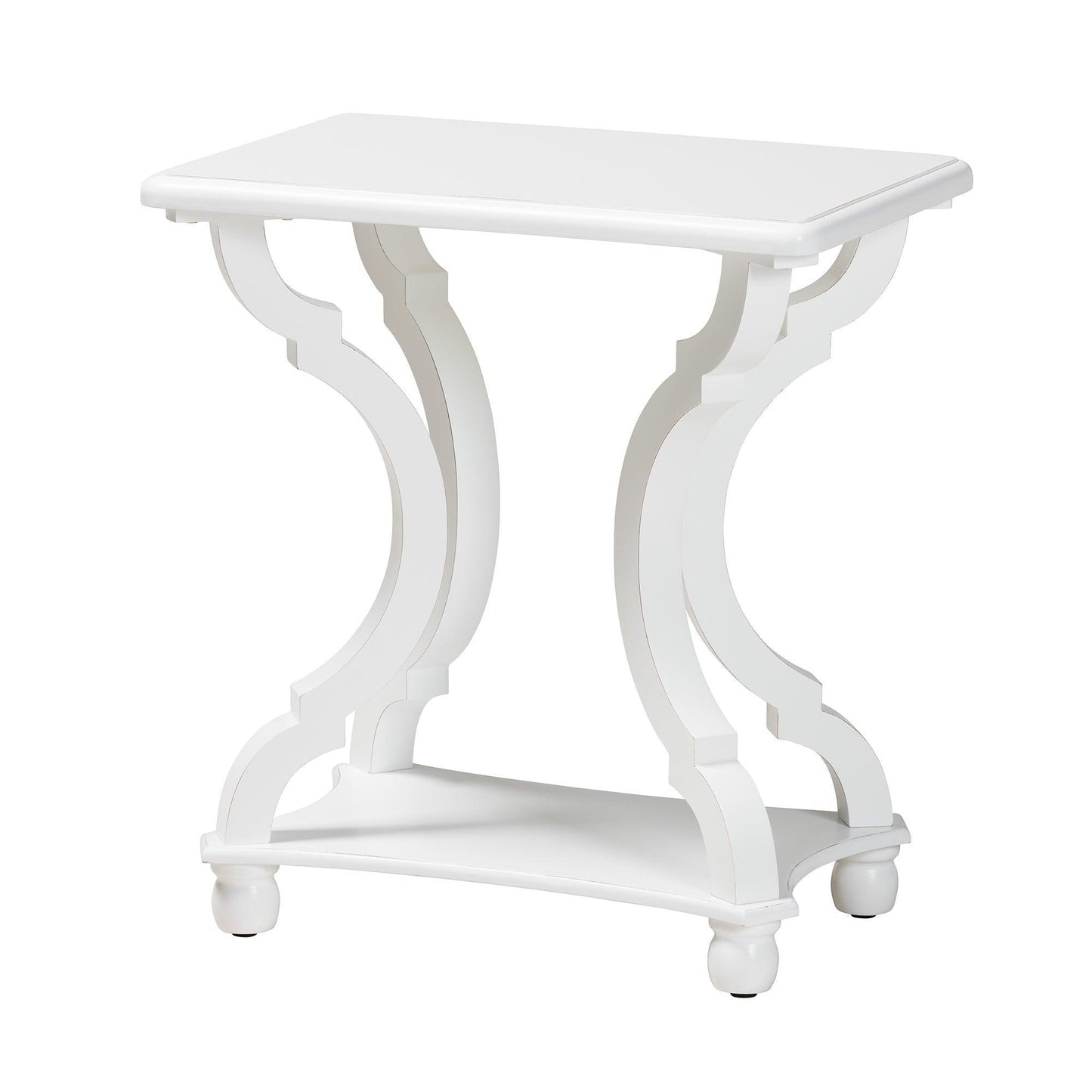 Cianna Classic and Traditional White Wood End Table FredCo