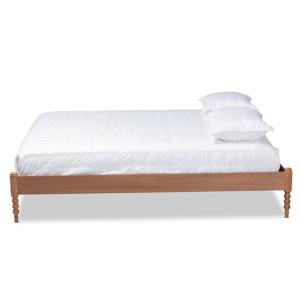 Cielle French Bohemian Ash Walnut Finished Wood Queen Size Platform Bed Frame FredCo
