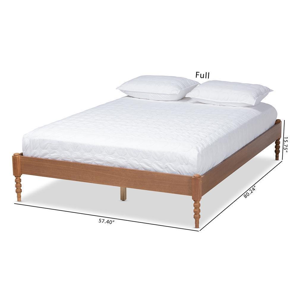 Cielle French Bohemian Ash Walnut Finished Wood Queen Size Platform Bed Frame FredCo