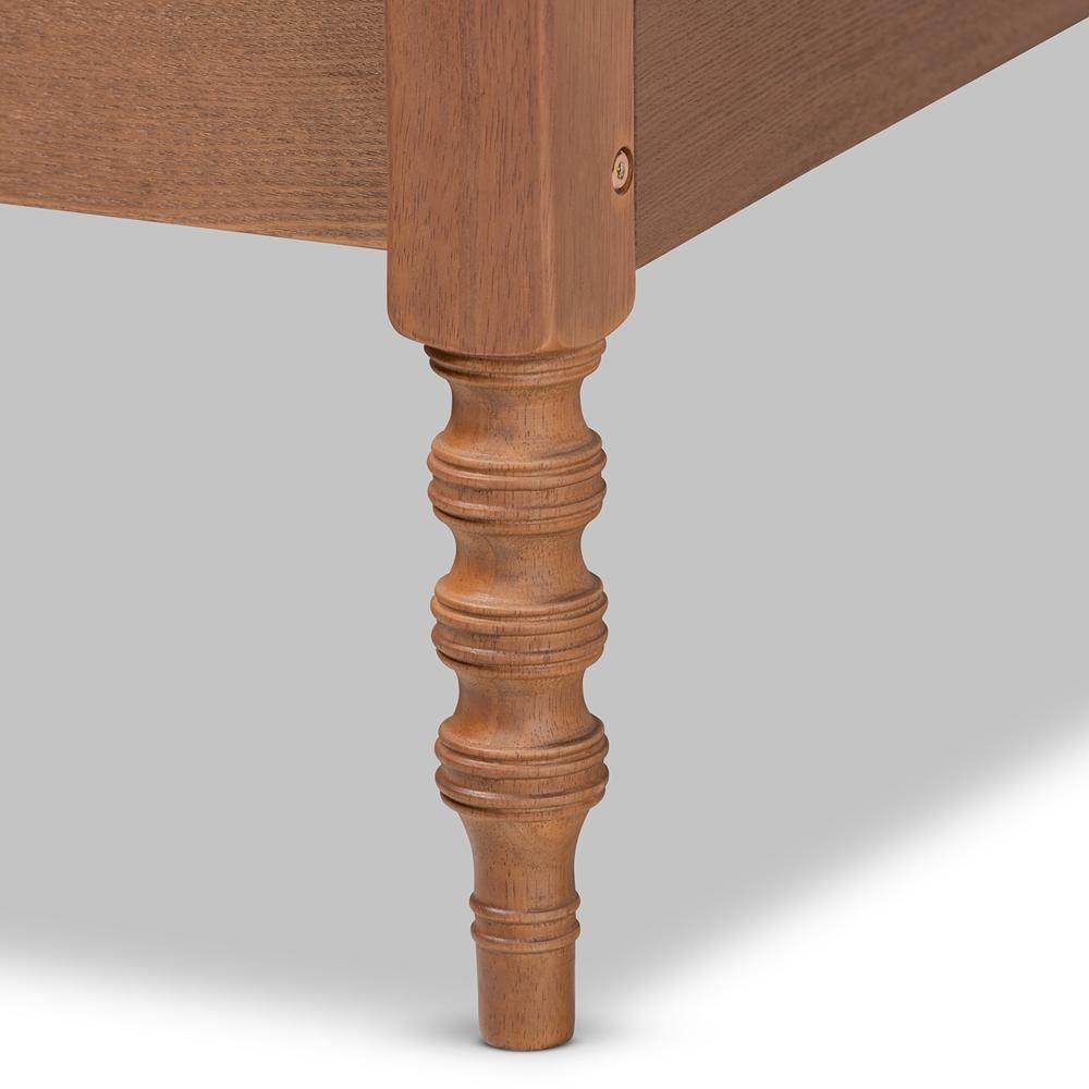 Cielle French Bohemian Ash Walnut Finished Wood Queen Size Platform Bed Frame FredCo