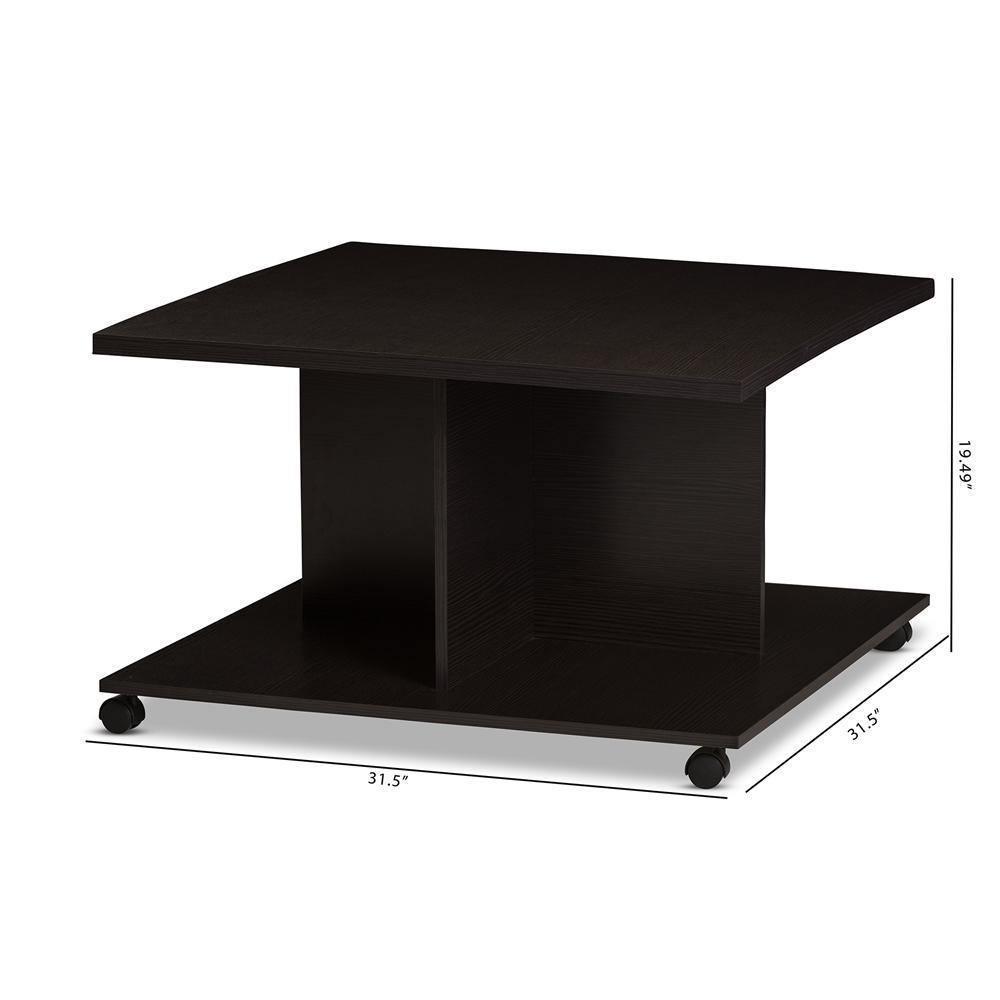 Cladine Modern and Contemporary Wenge Brown Finished Coffee Table FredCo