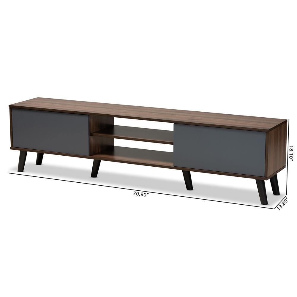 Clapton Modern and Contemporary Multi-Tone Grey and Walnut Brown Finished Wood TV Stand FredCo