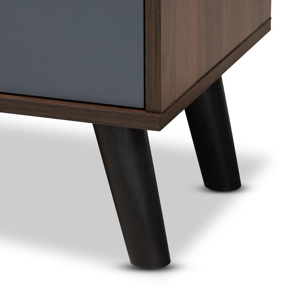 Clapton Modern and Contemporary Multi-Tone Grey and Walnut Brown Finished Wood TV Stand FredCo