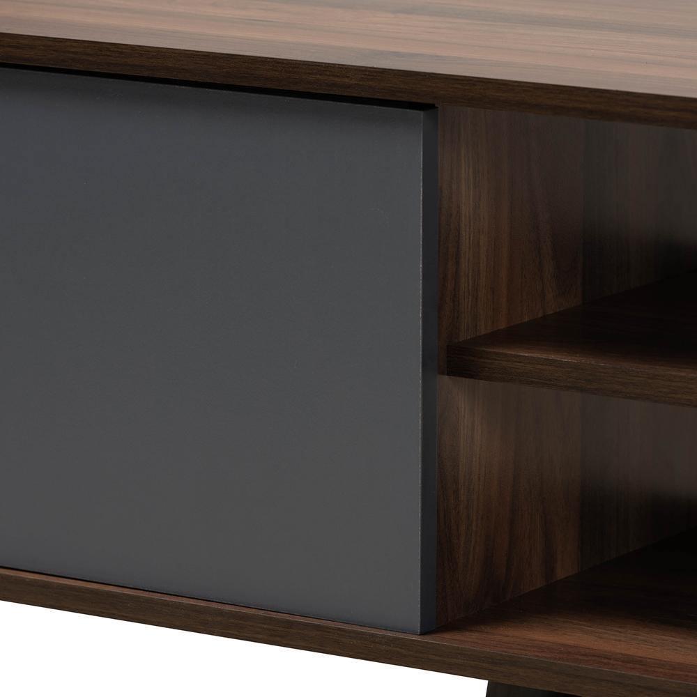 Clapton Modern and Contemporary Multi-Tone Grey and Walnut Brown Finished Wood TV Stand FredCo