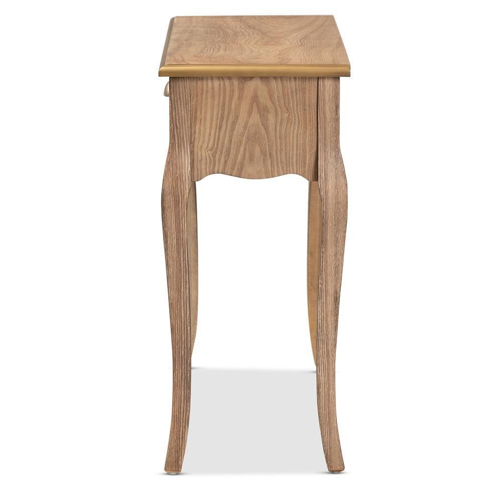 Clarice French Provincial Natural Brown Finished Wood and Metal 2-Drawer Console Table FredCo