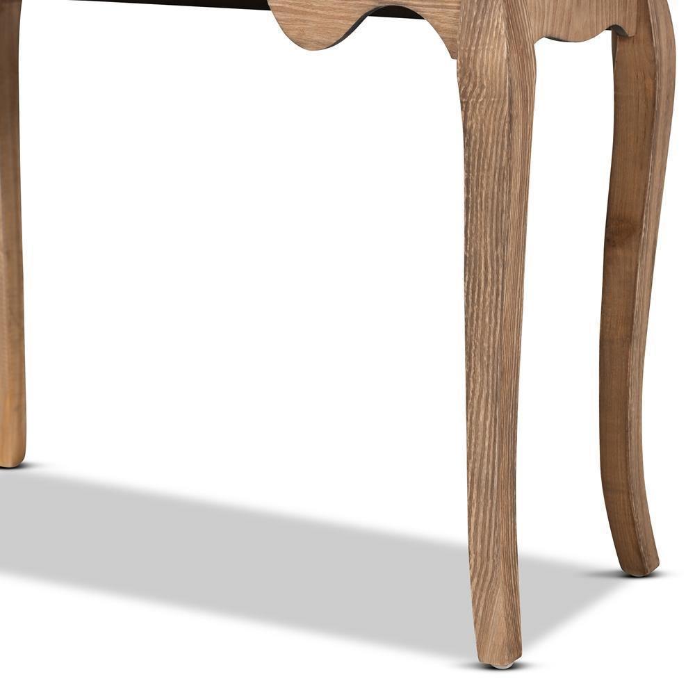Clarice French Provincial Natural Brown Finished Wood and Metal 2-Drawer Console Table FredCo