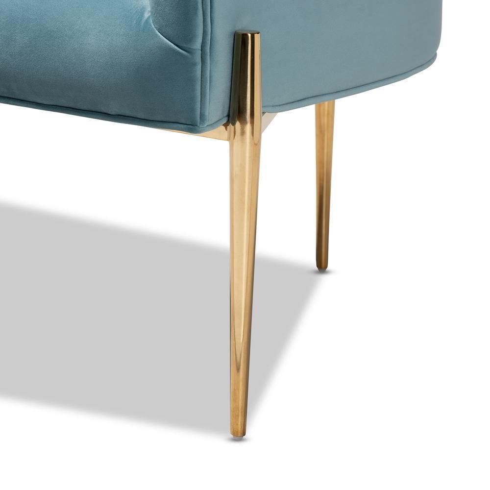 Clarisse Glam and Luxe Light Blue Velvet Fabric Upholstered Gold Finished Accent Chair FredCo
