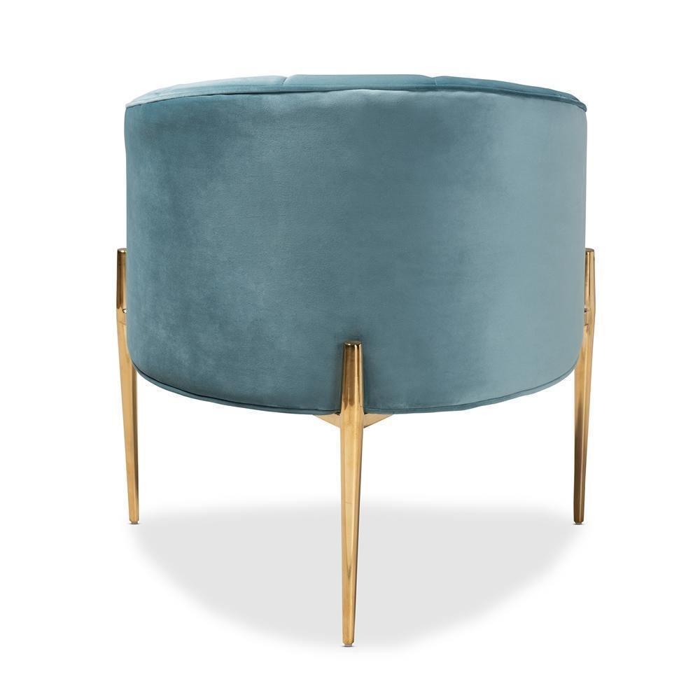 Clarisse Glam and Luxe Light Blue Velvet Fabric Upholstered Gold Finished Accent Chair FredCo