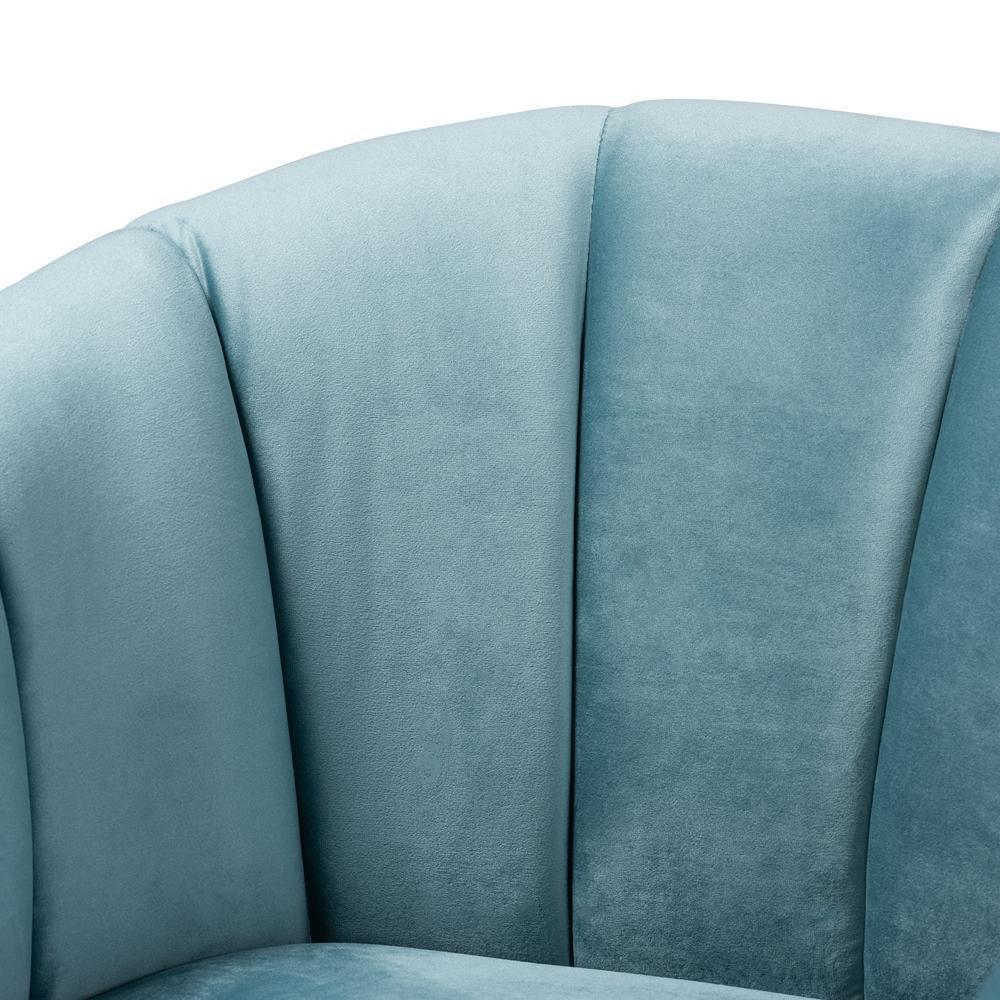 Clarisse Glam and Luxe Light Blue Velvet Fabric Upholstered Gold Finished Accent Chair FredCo
