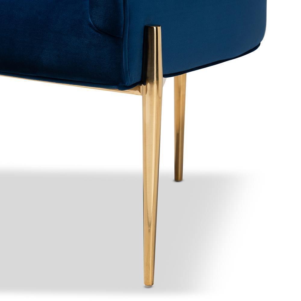 Clarisse Glam and Luxe Navy Blue Velvet Fabric Upholstered Gold Finished Accent Chair FredCo