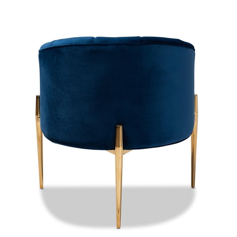 Clarisse Glam and Luxe Navy Blue Velvet Fabric Upholstered Gold Finished Accent Chair FredCo
