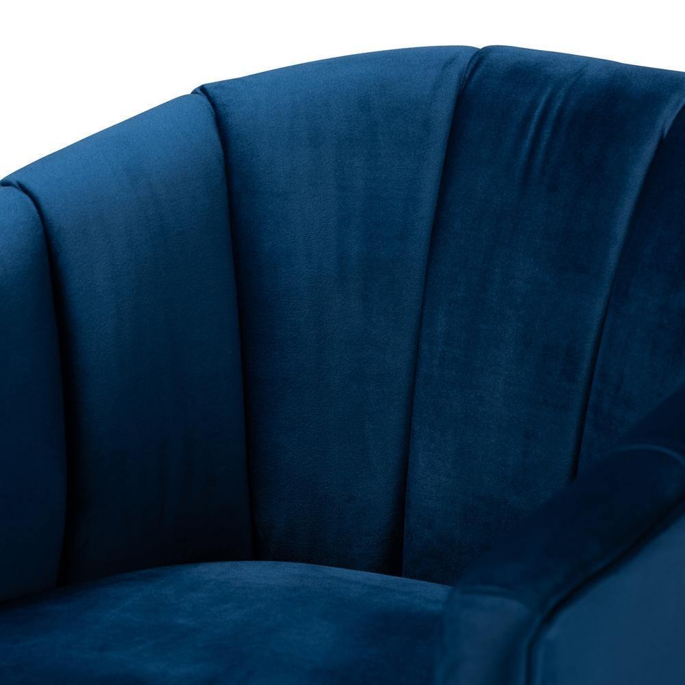 Clarisse Glam and Luxe Navy Blue Velvet Fabric Upholstered Gold Finished Accent Chair FredCo