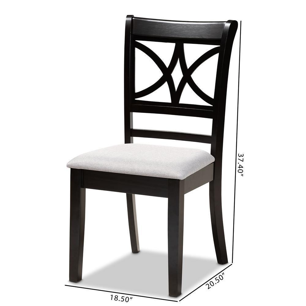 Clarke Modern and Contemporary Grey Fabric Upholstered and Espresso Brown Finished Wood 4-Piece Dining Chair Set FredCo