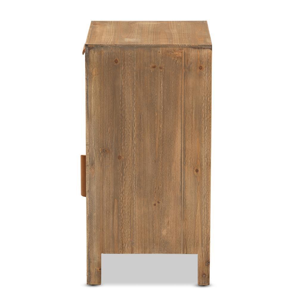 Clement Rustic Transitional Medium Oak Finished 1-Door and 1-Drawer Wood Spindle Nightstand FredCo
