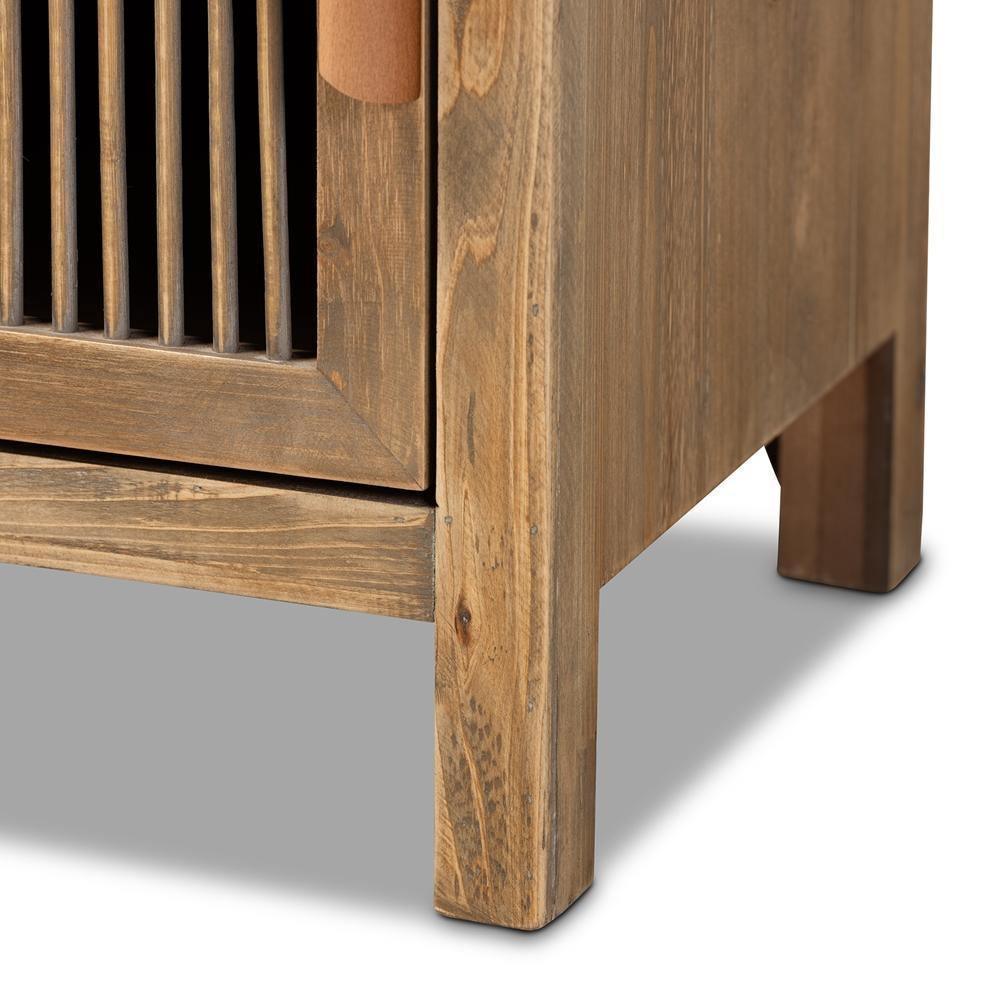 Clement Rustic Transitional Medium Oak Finished 1-Door and 1-Drawer Wood Spindle Nightstand FredCo