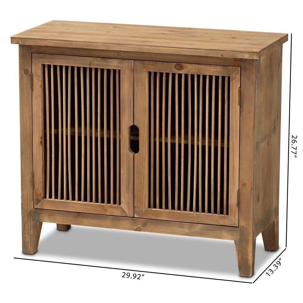 Clement Rustic Transitional Medium Oak Finished 2-Door Wood Spindle Accent Storage Cabinet FredCo