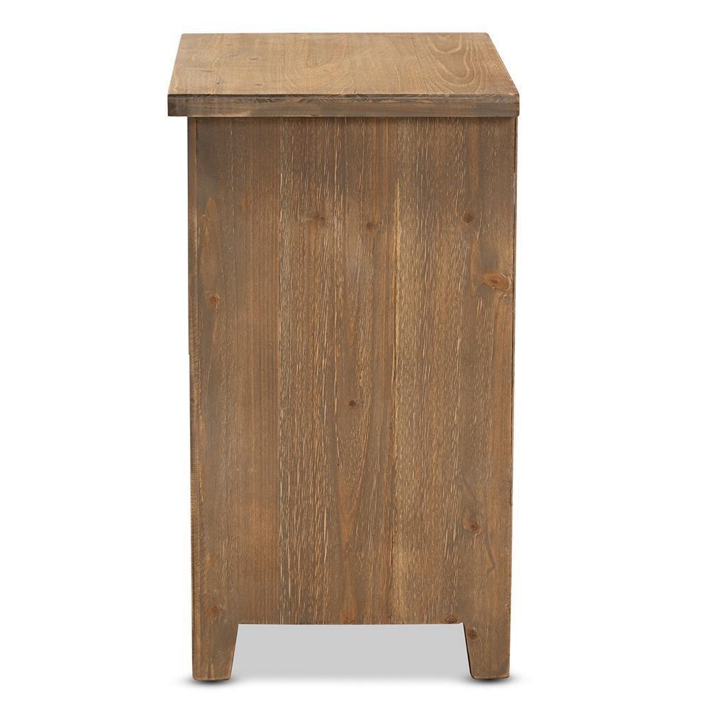 Clement Rustic Transitional Medium Oak Finished 2-Drawer Wood Spindle Nightstand FredCo