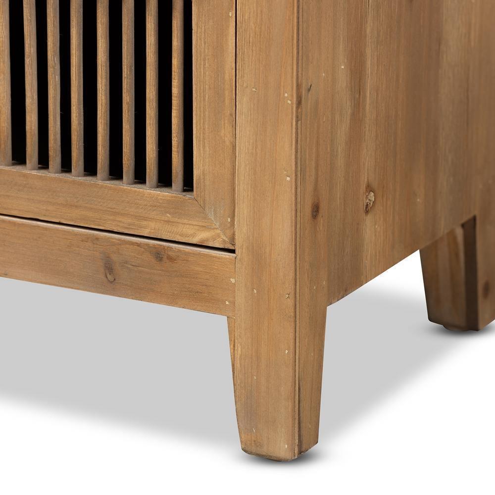 Clement Rustic Transitional Medium Oak Finished 3-Drawer Wood Spindle Storage Cabinet FredCo