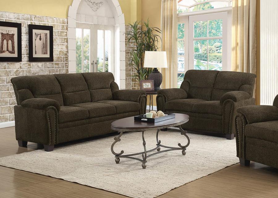 Clemintine Upholstered Pillow Top Arm Living Room Set 506571-S2 Coaster FredCo