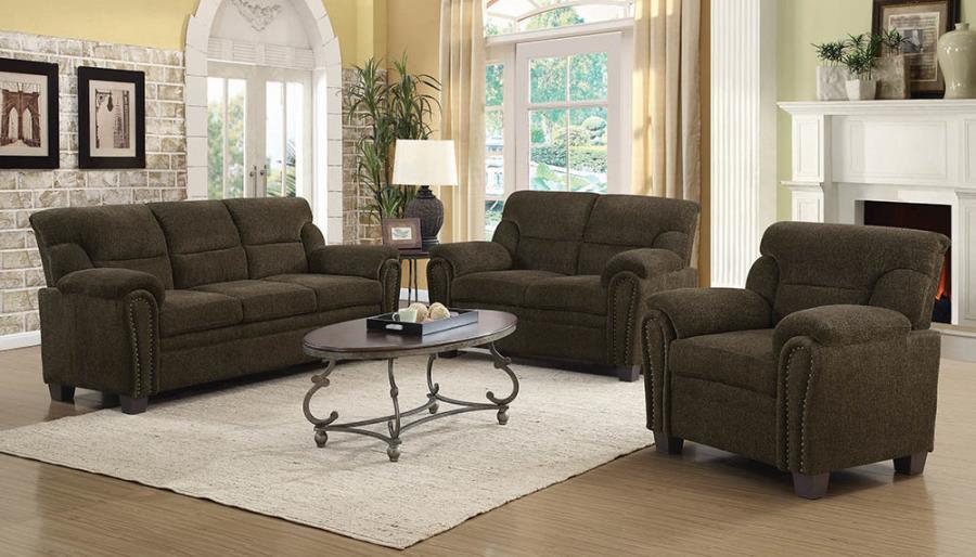 Clemintine Upholstered Pillow Top Arm Living Room Set 506571-S3 Coaster FredCo