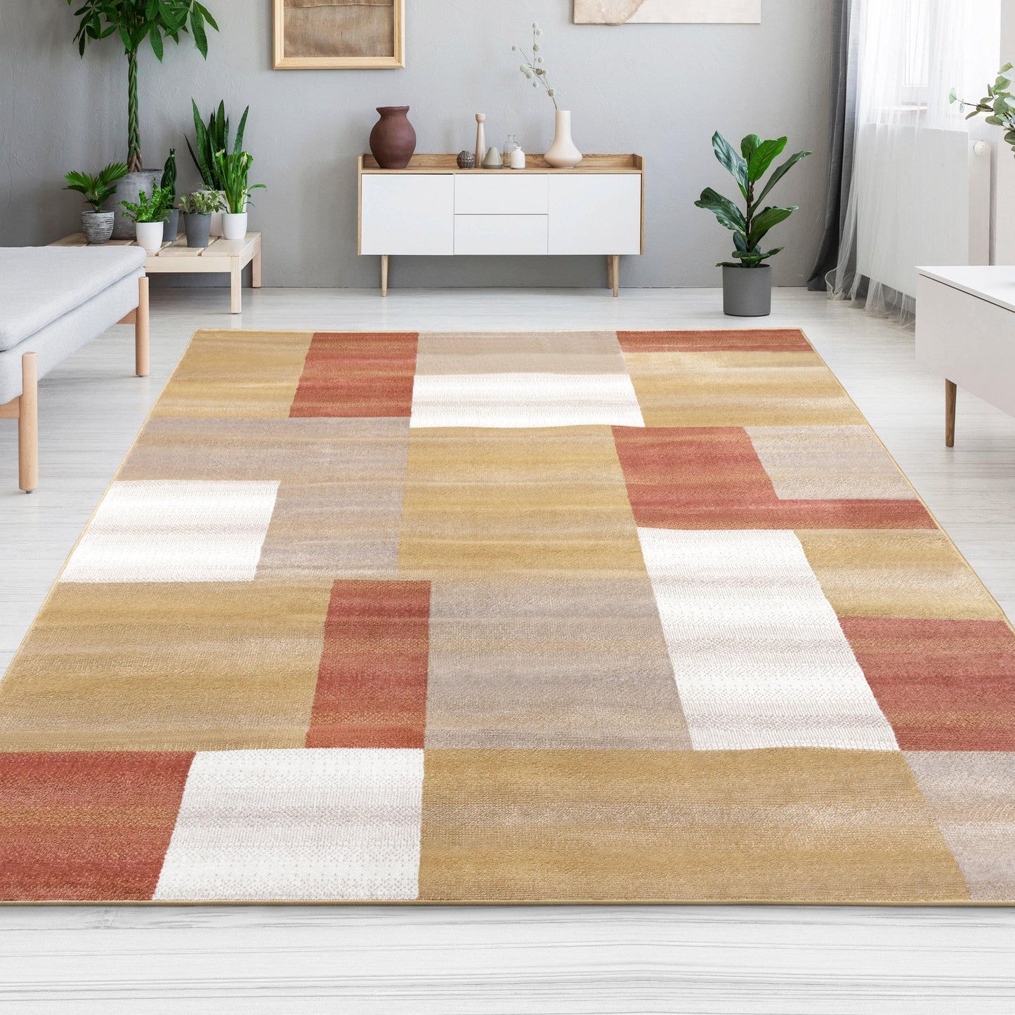 Clifton Geometric Patchwork Contemporary Rug FredCo