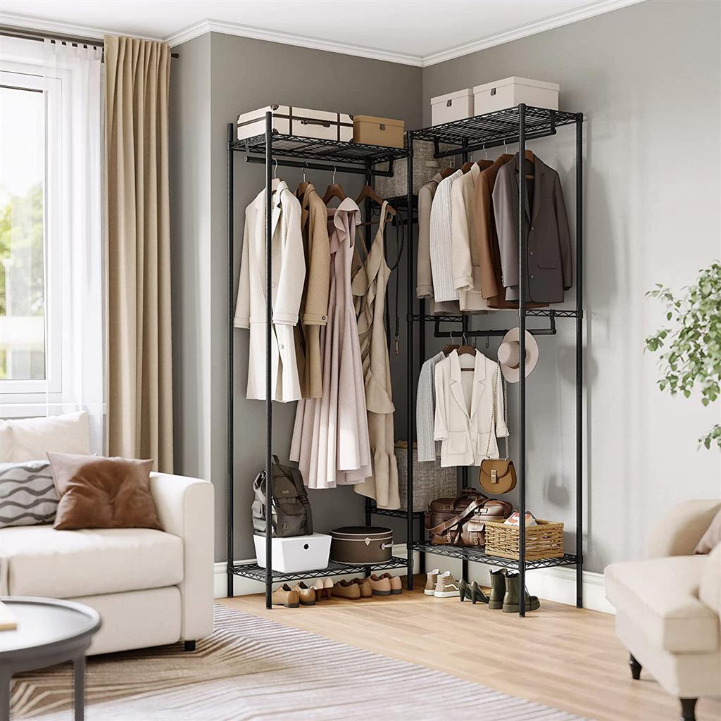 Clothes Rack with Shelves Gray FredCo