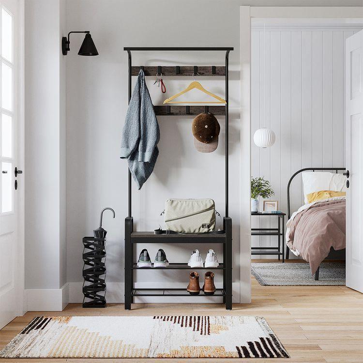 Coat Rack Charcoal Gray and Black FredCo