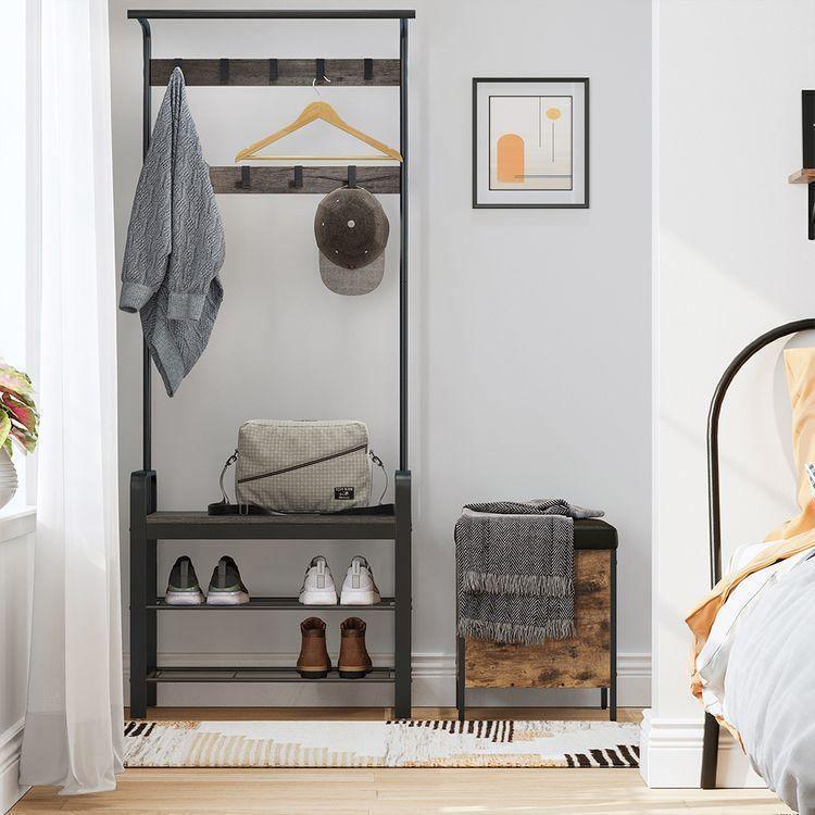 Coat Rack Charcoal Gray and Black FredCo