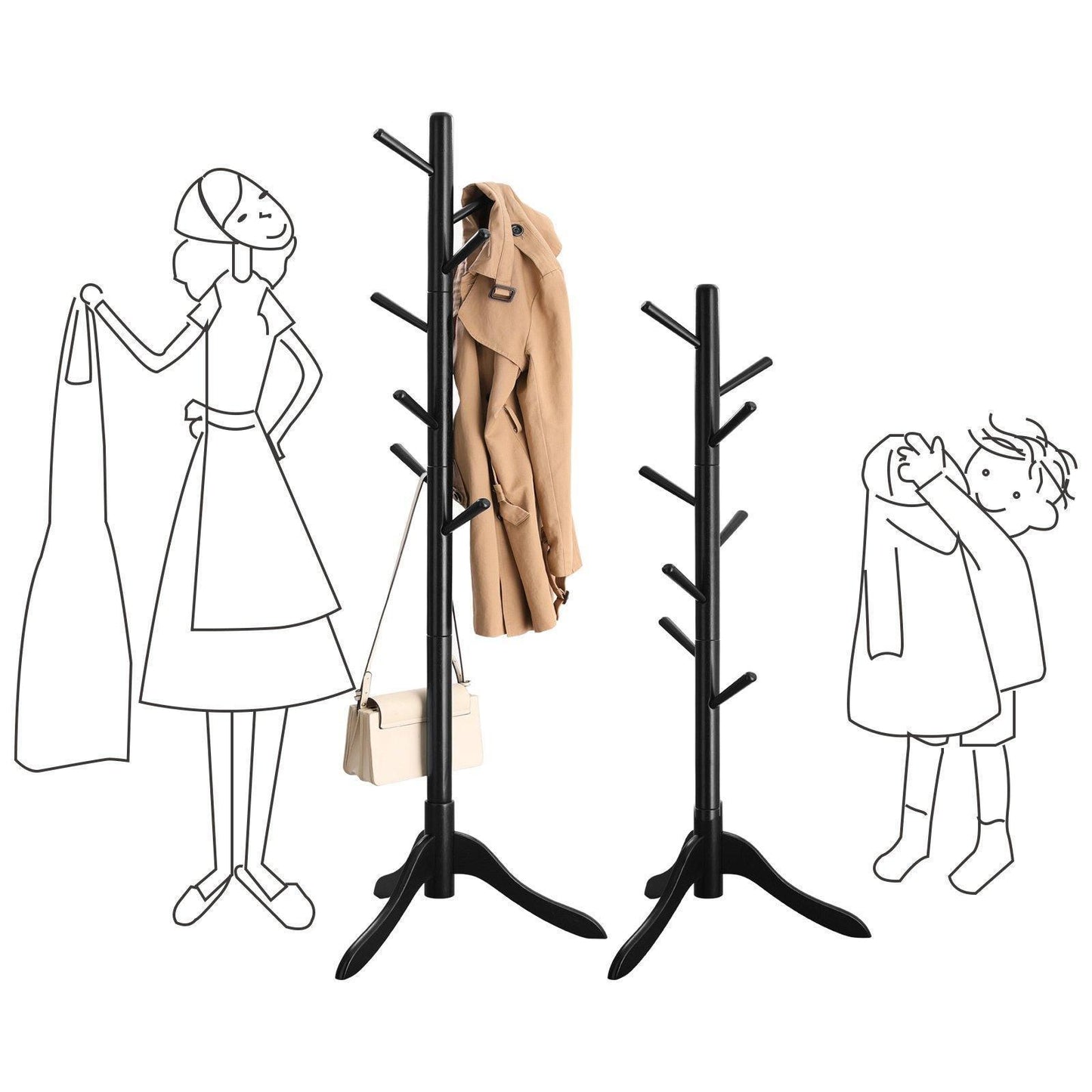 Coat Rack Free Standing Black FredCo