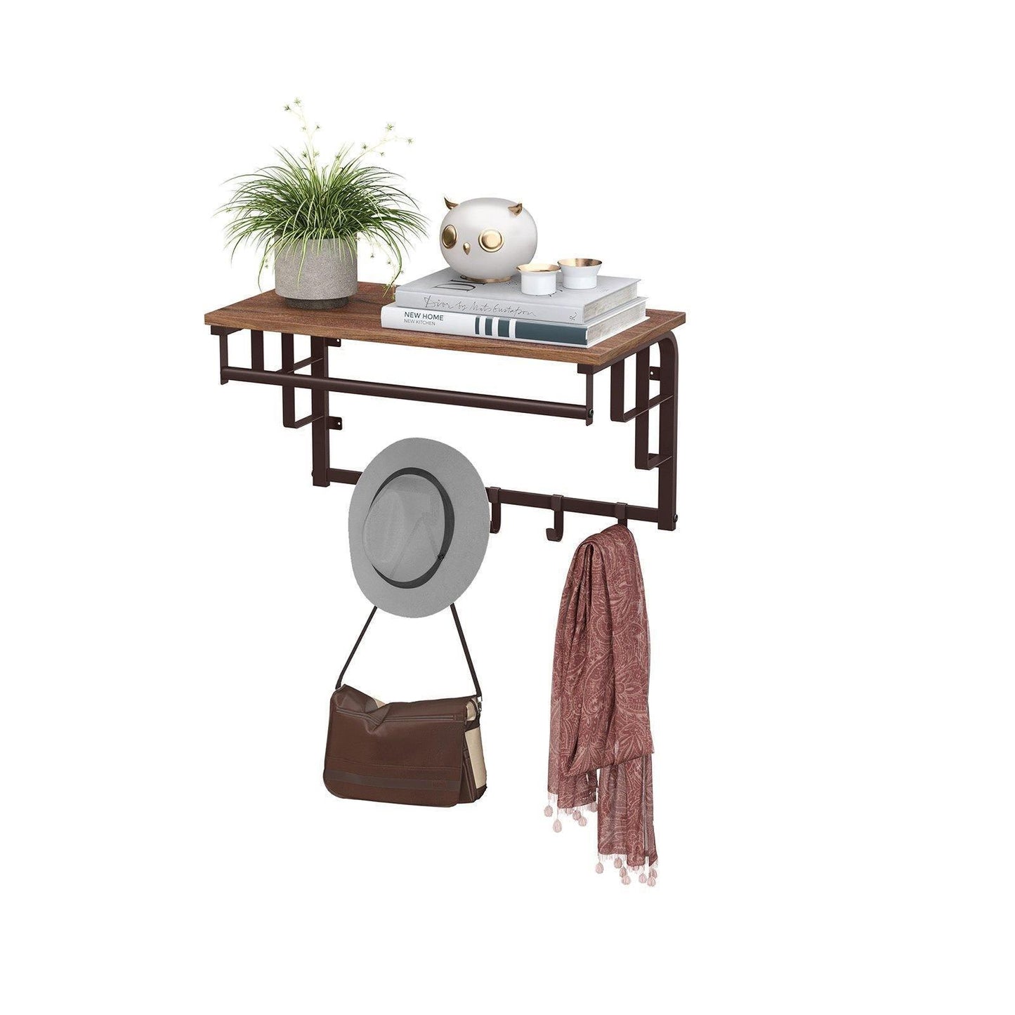 Coat Rack Hazelnut Brown and Bronze FredCo
