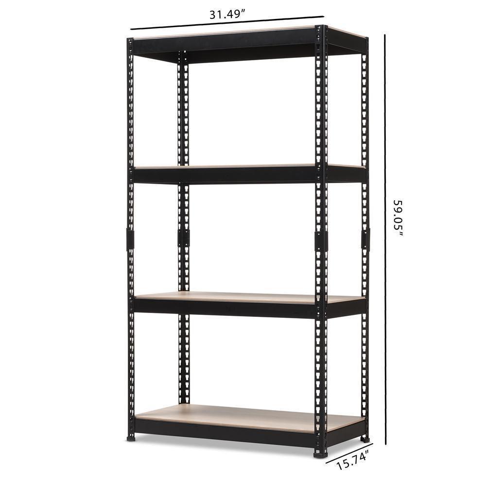 Cody Black Metal 4-Shelf Multipurpose Shelving Rack FredCo
