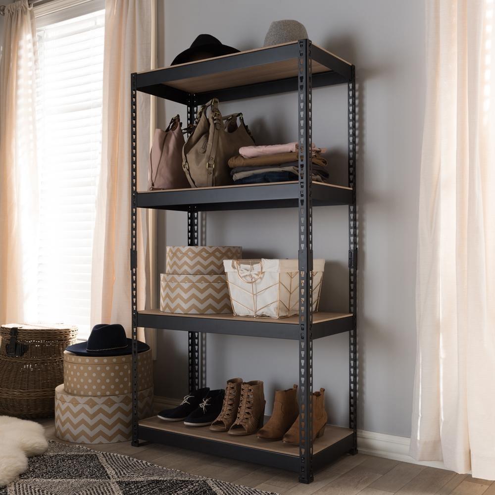Cody Black Metal 4-Shelf Multipurpose Shelving Rack FredCo
